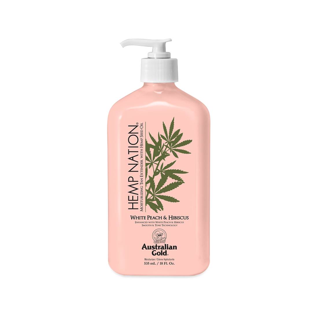 AGHNWPHB- AG Hemp Nation White Peach & Hibiscus 535ml  - أستراليان جولد هيمب نيشن خوخ أبيض وكركديه مرطب ومطوّل تسمير 535 مل