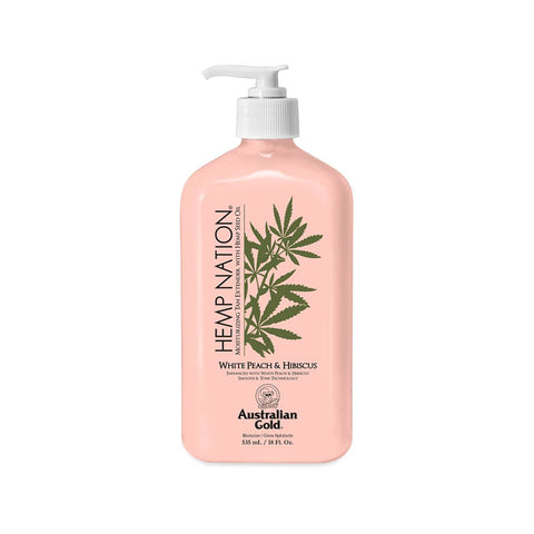 AGHNWPHB- AG Hemp Nation White Peach & Hibiscus 535ml  - أستراليان جولد هيمب نيشن خوخ أبيض وكركديه مرطب ومطوّل تسمير 535 مل
